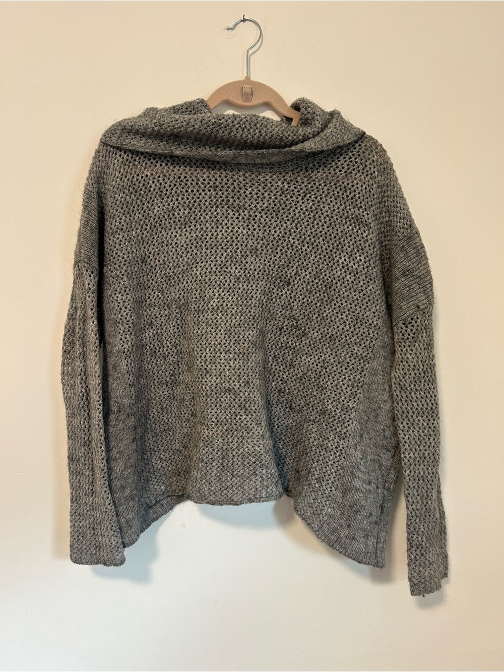 Joan Vass Gray Chunky Knit Cowl Sweater - Picture 2 of 3
